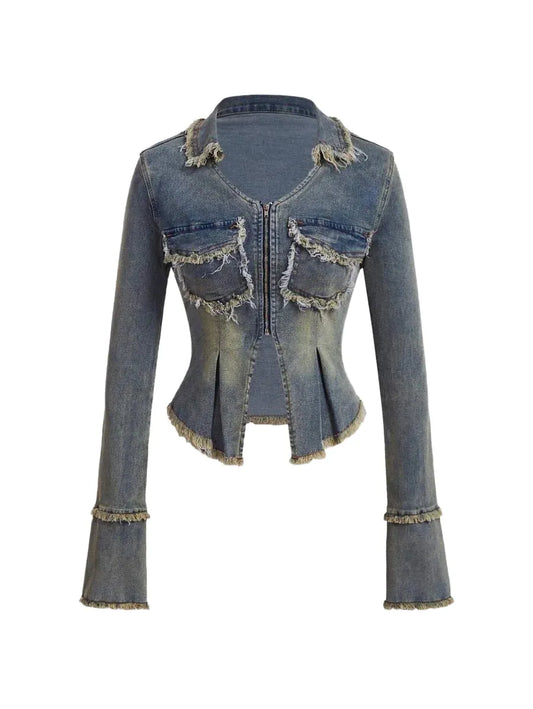 Womens Denim Jacket Minimalist Fashion Casual Suitable For Daily Wear