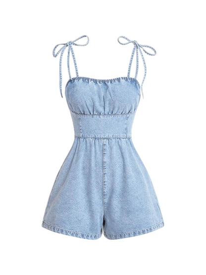 Womens Denim Jumpsuit Spaghetti Strap Casual Romper Simple amp Fashionable For Everyday Wear