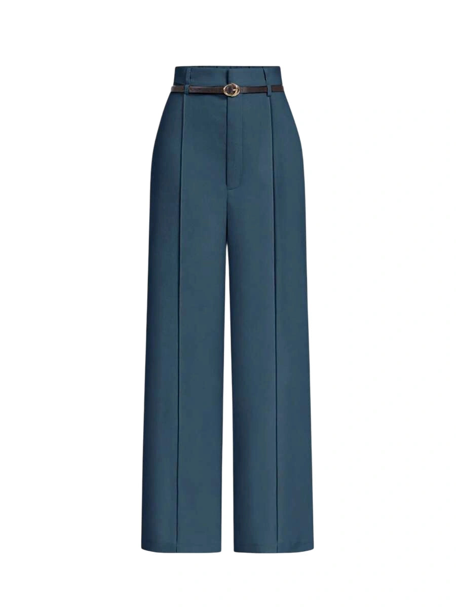 Womens Dusty Blue Toothpick Straight Leg Pants With Belt ColorWinter PantsWinter Pants For