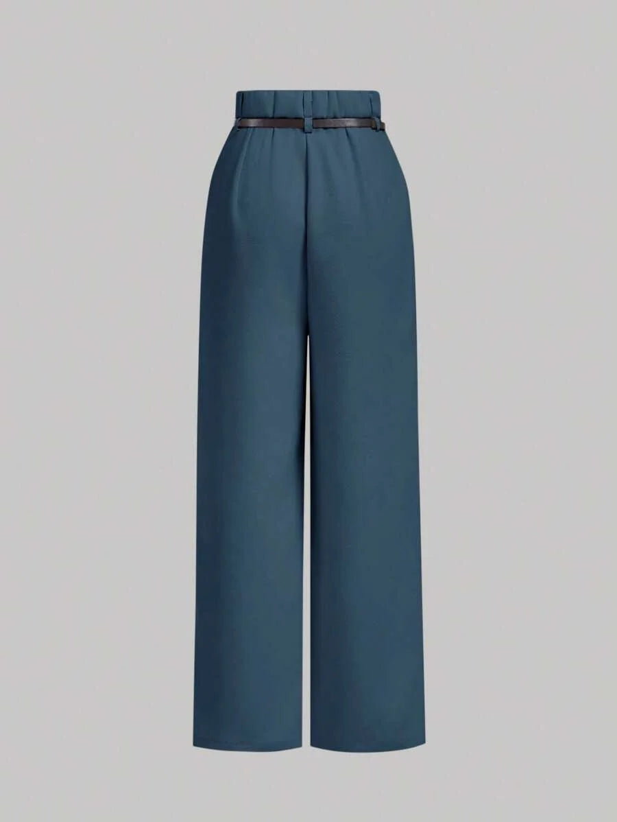 Womens Dusty Blue Toothpick Straight Leg Pants With Belt ColorWinter PantsWinter Pants For