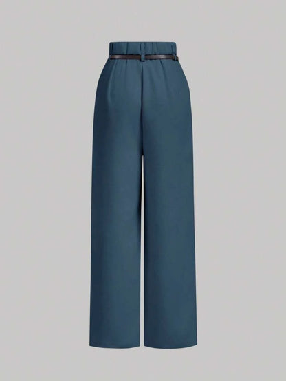 Womens Dusty Blue Toothpick Straight Leg Pants With Belt ColorWinter PantsWinter Pants For