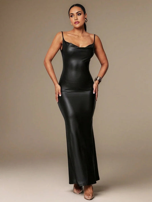 Womens Elegant Gorgeous Autumn And Winter Party Suitable Dress Draped Design Slim Fit Fishtail