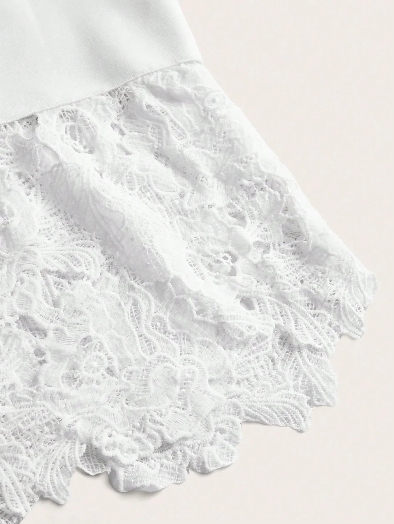 Womens Elegant Lace Patchwork Short Sleeve White Midi Dress Versatile Fit For SpringSummer