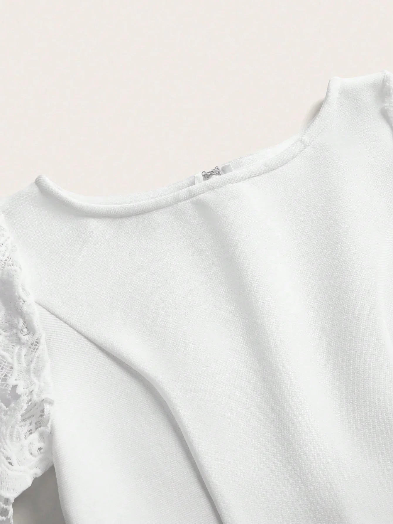 Womens Elegant Lace Patchwork Short Sleeve White Midi Dress Versatile Fit For SpringSummer