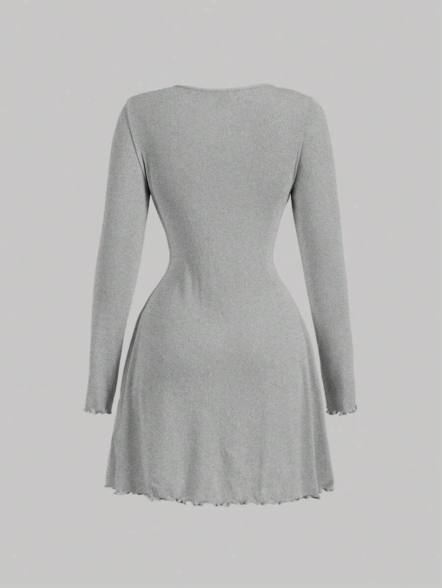 Womens Elegant Ribbon Patchwork Bow Decor Long Sleeve DressGoing OutBack To SchoolFall Women
