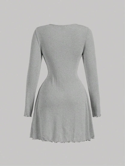 Womens Elegant Ribbon Patchwork Bow Decor Long Sleeve DressGoing OutBack To SchoolFall Women