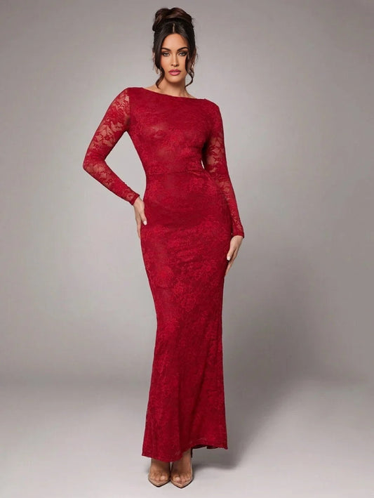 Womens Elegant Ruched Neck Long Sleeve ALine Dress Stretchy Knit Fabric Suitable For Casual Dates