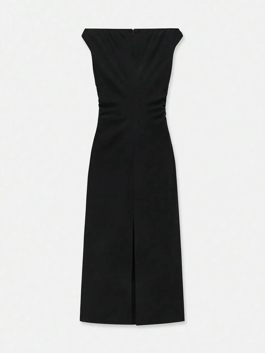 Womens Elegant Solid Off Shoulder Dress Summer