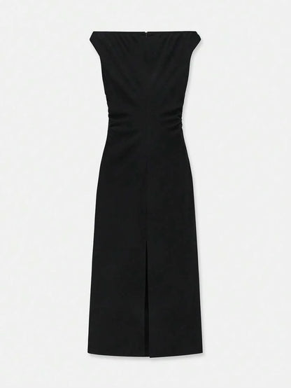 Womens Elegant Solid Off Shoulder Dress Summer