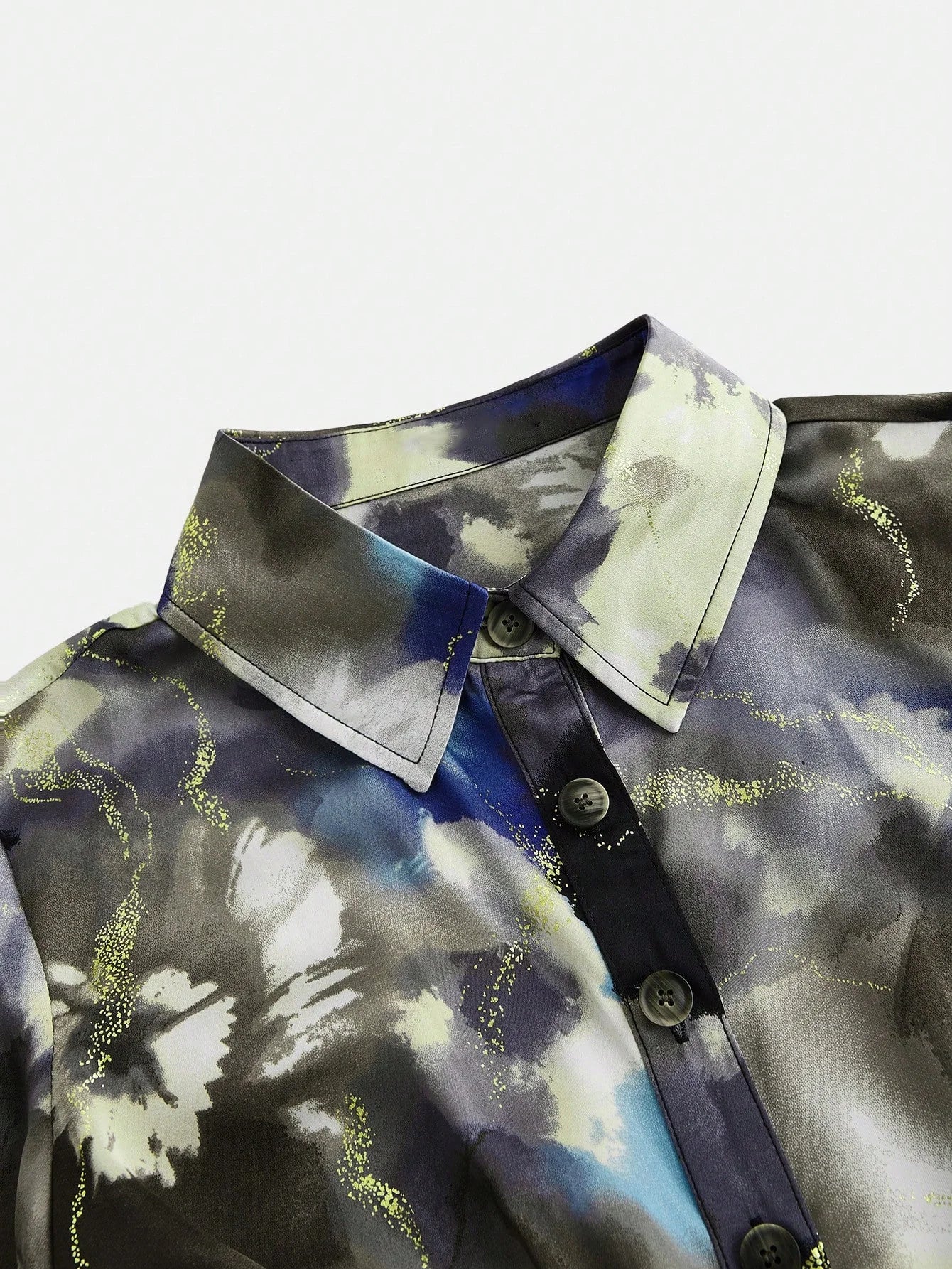 Womens Fashionable Elegant Tie Dye Foil Print Twist Waist Chiffon Dress Floral Dress Spring Outfits