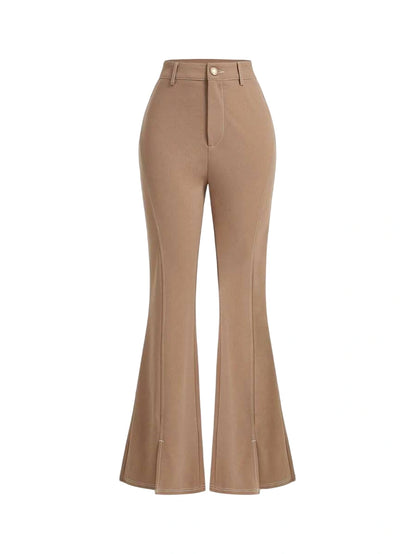 Womens Flared Pants With Side Slit Design