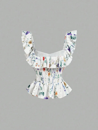 Womens Floral Print Crop Top