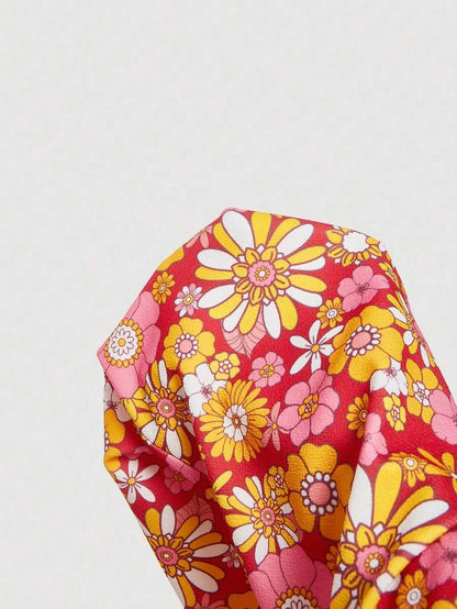 Womens Floral Print Flare Leg Casual Pants For Holiday