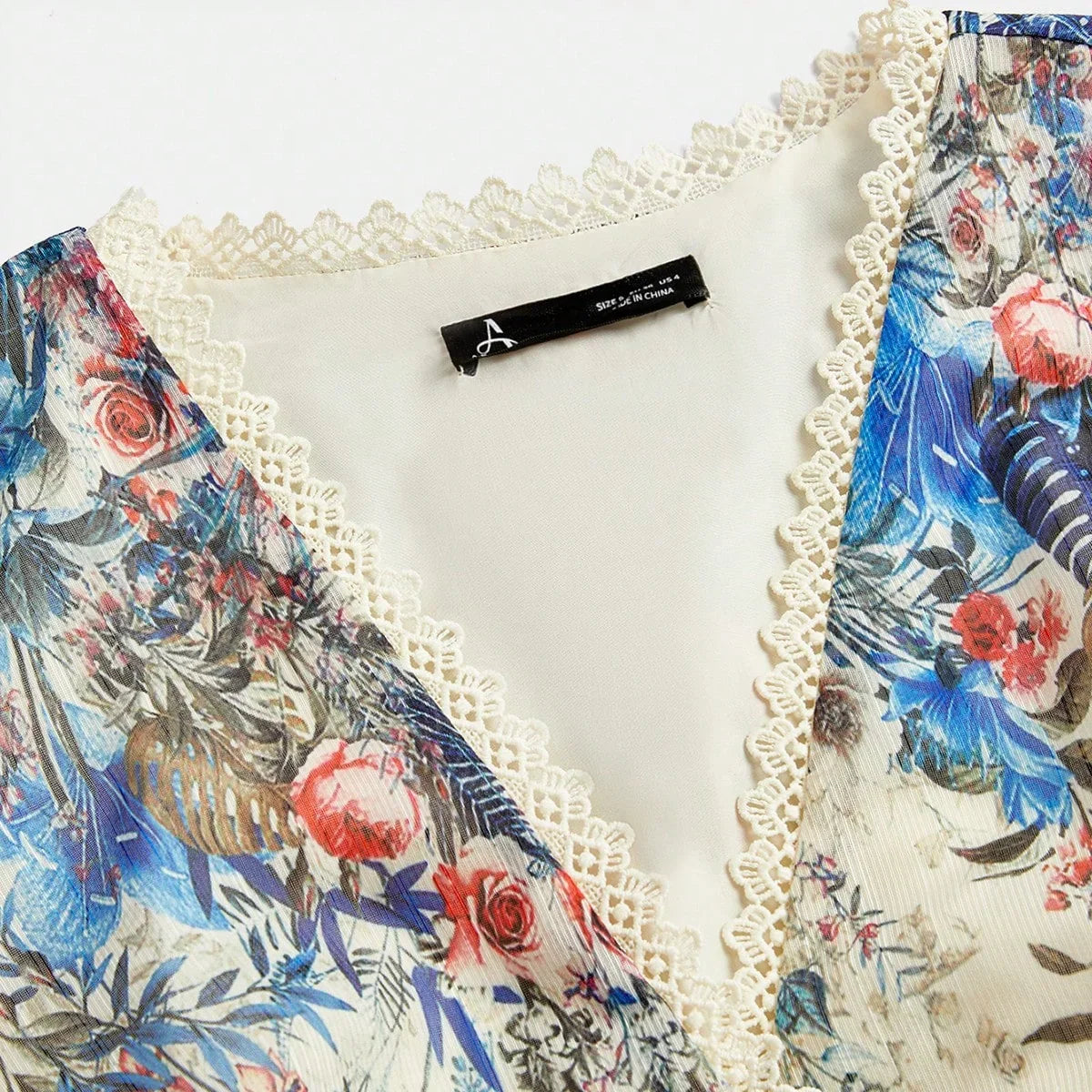 Womens Floral Print Lantern Sleeve VNeck Elegant Dress With Waist Drawstring Ideal For Valentines