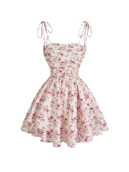 WomenS Floral Print Spaghetti Strap Dress