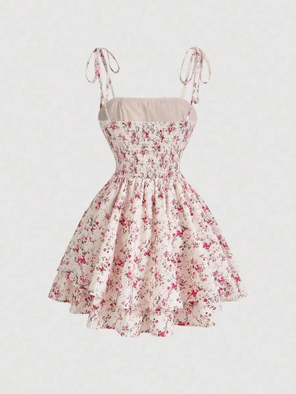 WomenS Floral Print Spaghetti Strap Dress