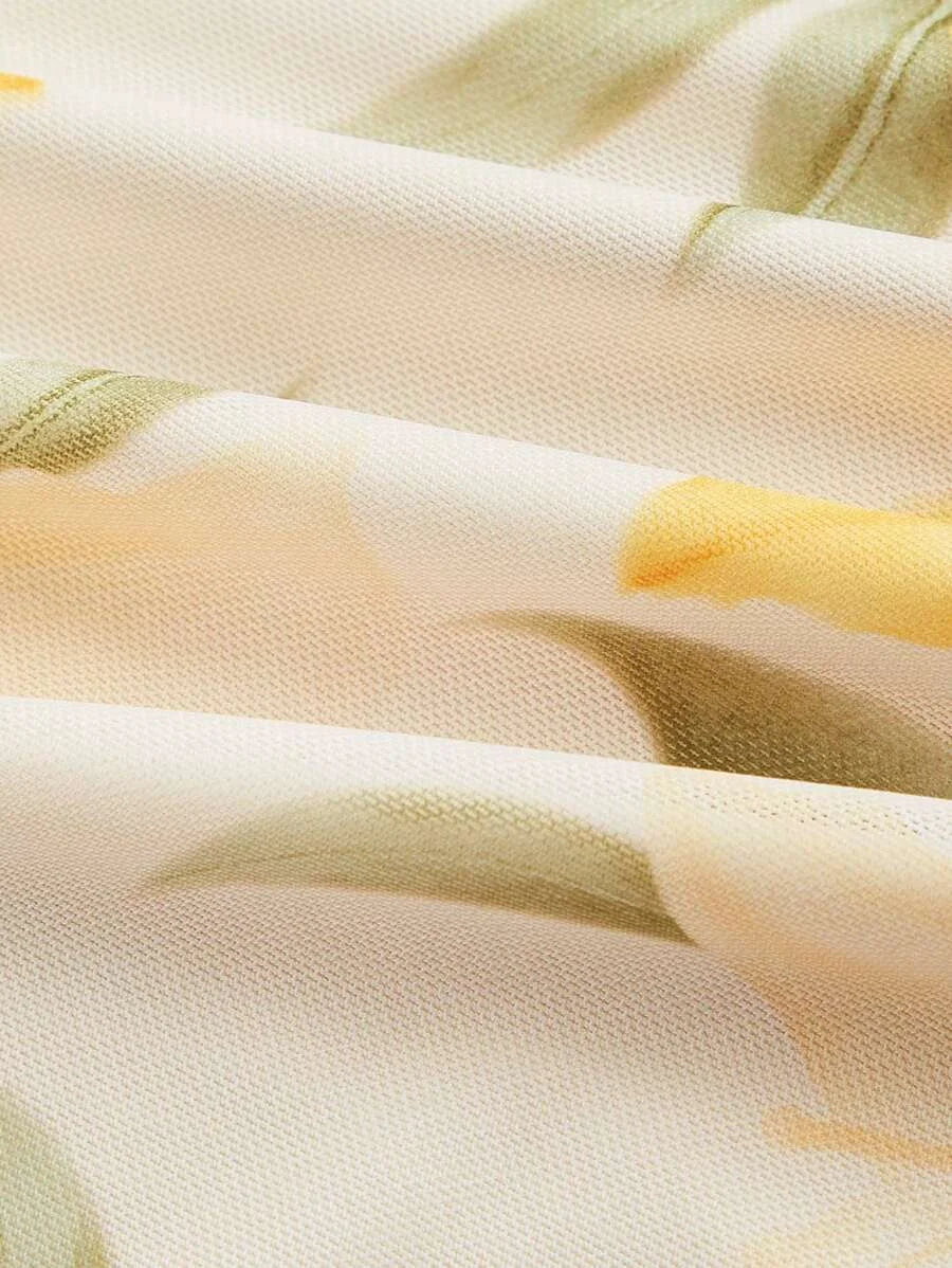 Womens Floral Print Summer Mini DressSummer Dresses Spring Clothes in yellow