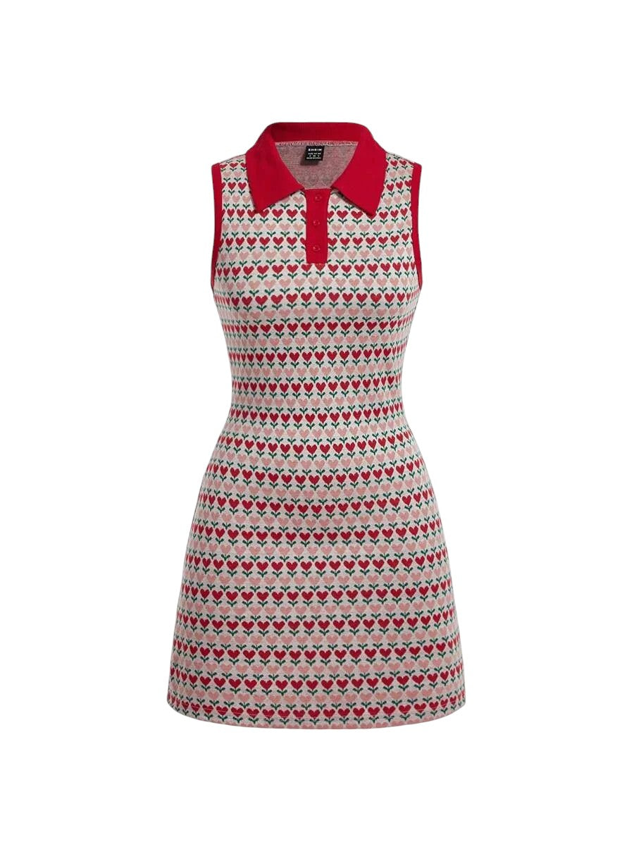 WomenS Floral Printed Button Closure SemiPlacket Bodycon Dress