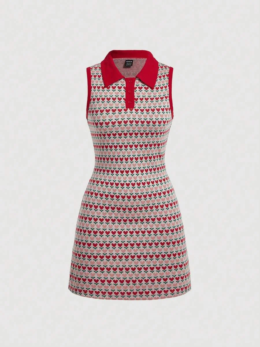 WomenS Floral Printed Button Closure SemiPlacket Bodycon Dress