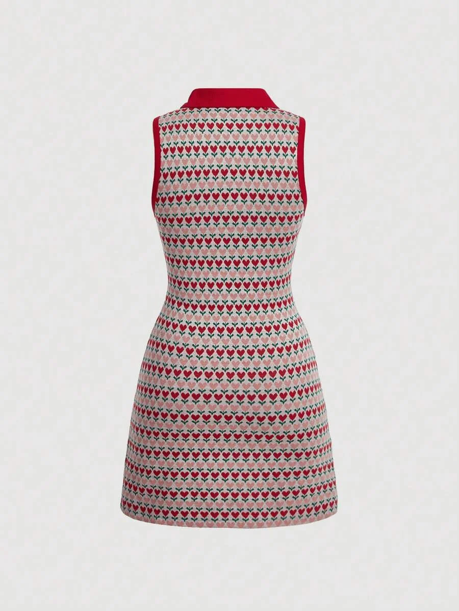 WomenS Floral Printed Button Closure SemiPlacket Bodycon Dress