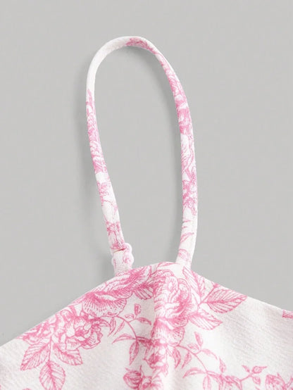 Womens Floral Printed Spaghetti Strap Dress