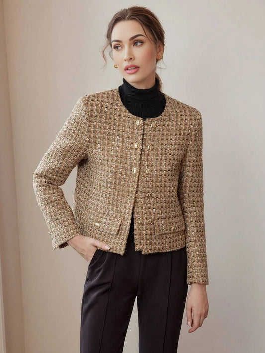 Womens Front Button Long Sleeve Pocket Jacket Casual Daily Wear