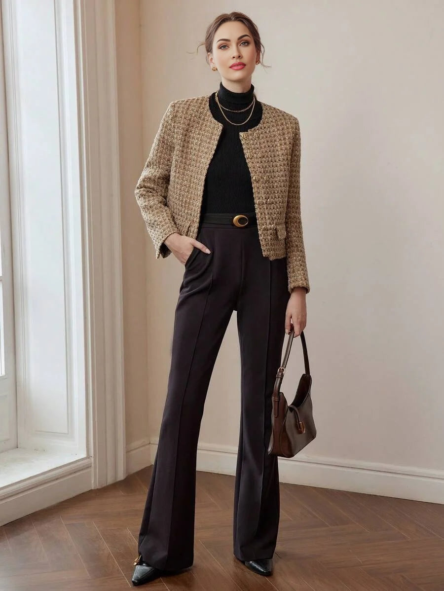 Womens Front Button Long Sleeve Pocket Jacket Casual Daily Wear