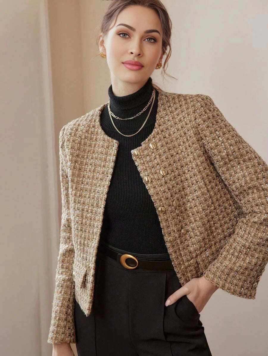 Womens Front Button Long Sleeve Pocket Jacket Casual Daily Wear