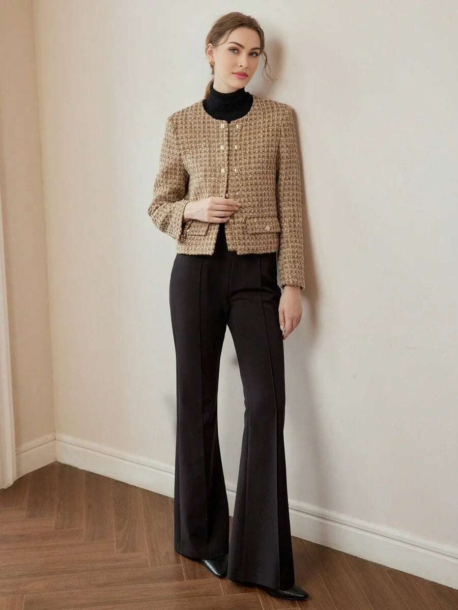 Womens Front Button Long Sleeve Pocket Jacket Casual Daily Wear