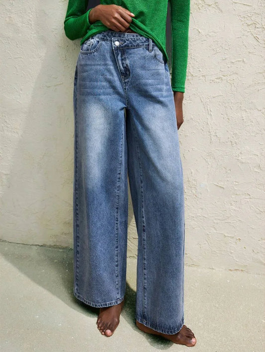 Womens Front Button Pocket Simple Casual Denim Jeans Daily WearCowgirl Outfit