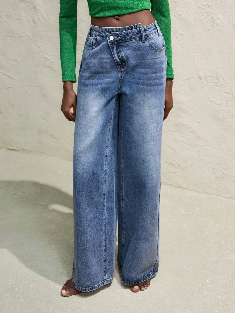 Womens Front Button Pocket Simple Casual Denim Jeans Daily WearCowgirl Outfit