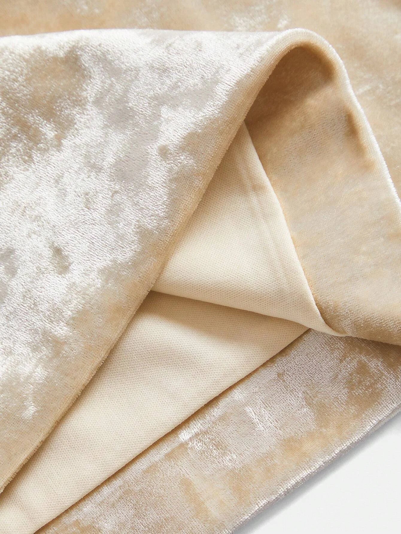 Womens HighEnd Studded Pearl Round Neck Puff Sleeve Velvet Mini Dress Elegant And Slimming New