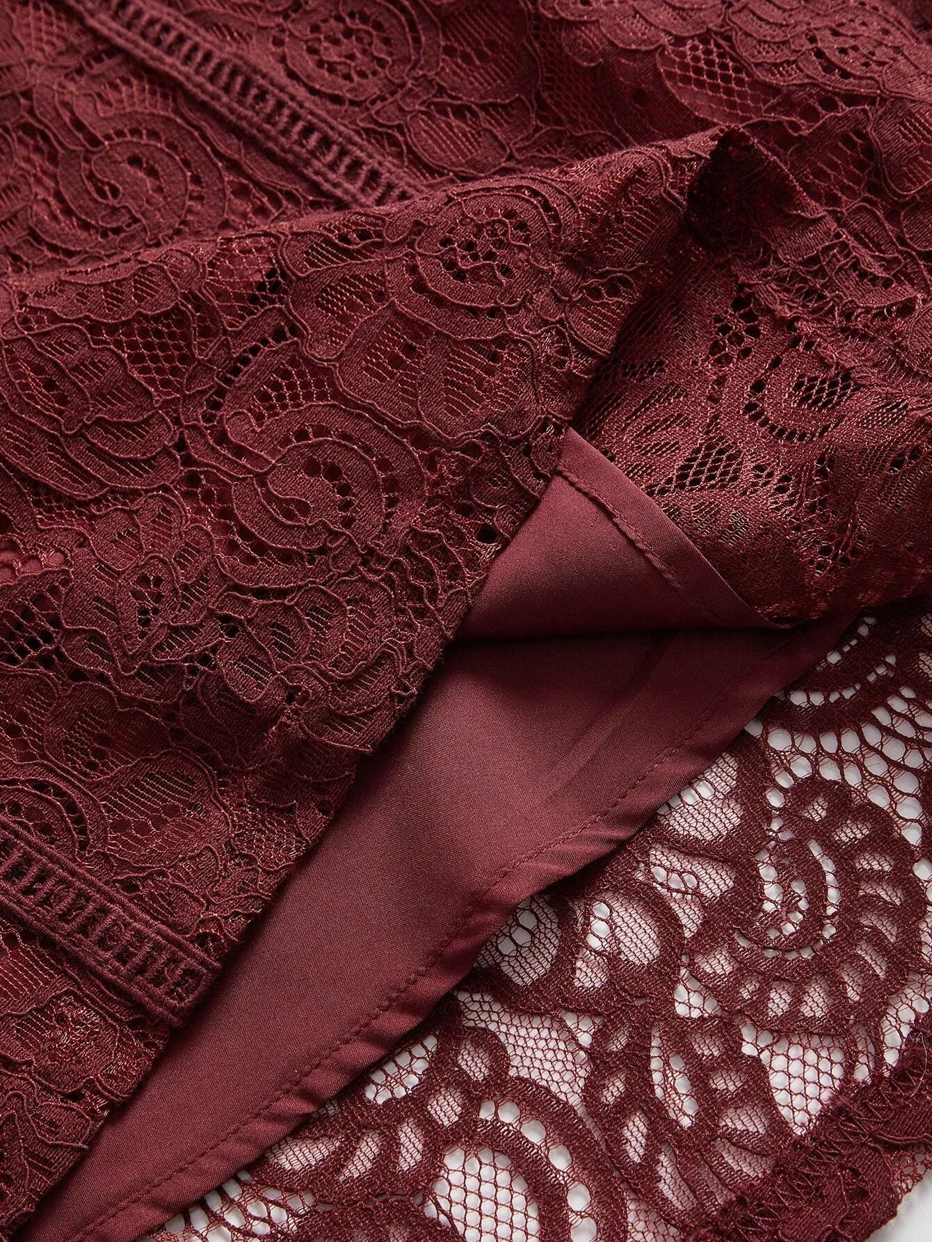 Womens Long Sleeve Lace Burgundy Dress Maxi Women Outfit