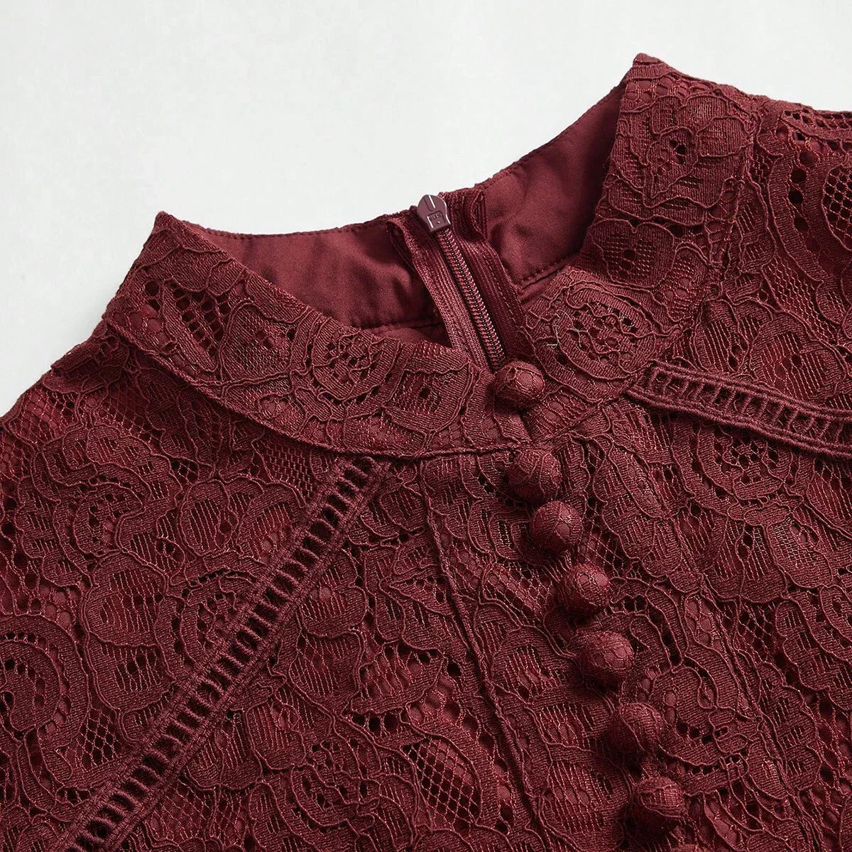 Womens Long Sleeve Lace Burgundy Dress Maxi Women Outfit