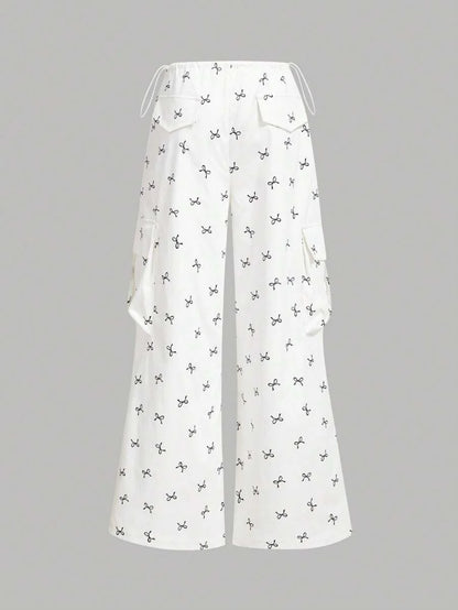Womens Low Waist Cargo Pants With Pocket amp Butterfly Print Spring BreakSummer Outfits For