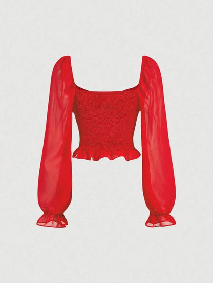 Womens Crop Top Minimalist Casual Daily Wear Blouse