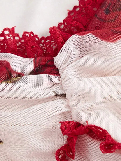 Womens Romantic Rose Floral DressVacation Party Date Dress Customs WomenDevil CostumeHomecoming