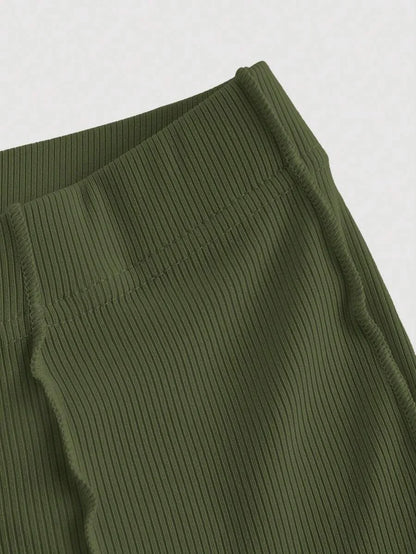 Womens Ruffled Elastic Flare Leg Pants