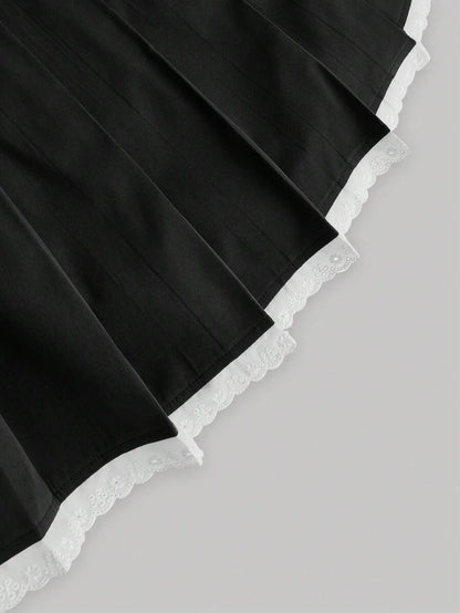 Womens Ruffled Patchwork Bow Pleated Gray Mini Skirt Black Skirt Going Out Skirt Back To School