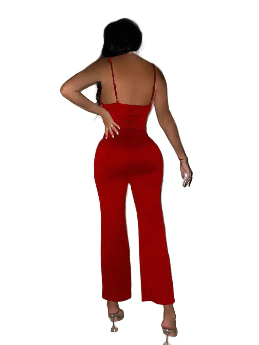 Womens Sequin Detail Spaghetti Strap Jumpsuit