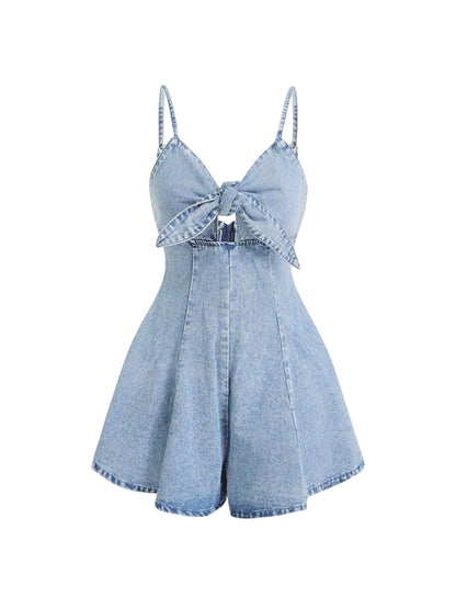 Womens Sexy Vintage Denim Jumpsuit Strap Romper Blue