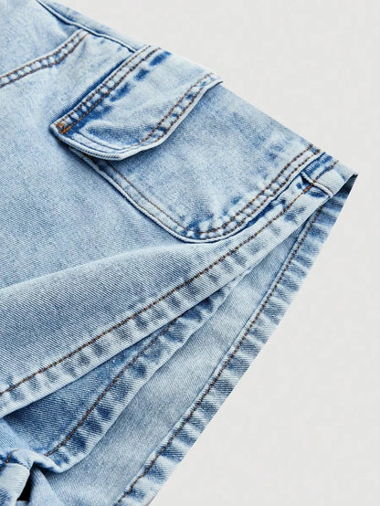 Womens Simple Button Front Pocket Denim Shorts Casual Daily Wear