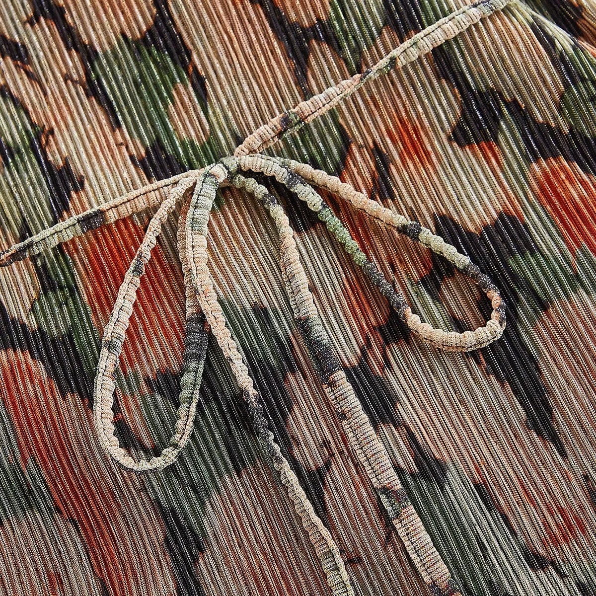 Womens Sleeveless Cinched Waist Floral Print Mesh Dress Elegant For Vacation Party Date Night