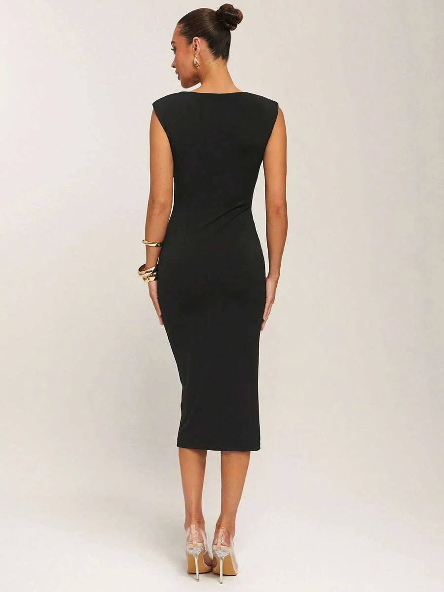Womens Slim Elegant Dresses Womens Dresses Womens Dresses Black Knitted Dresses Wide Straps