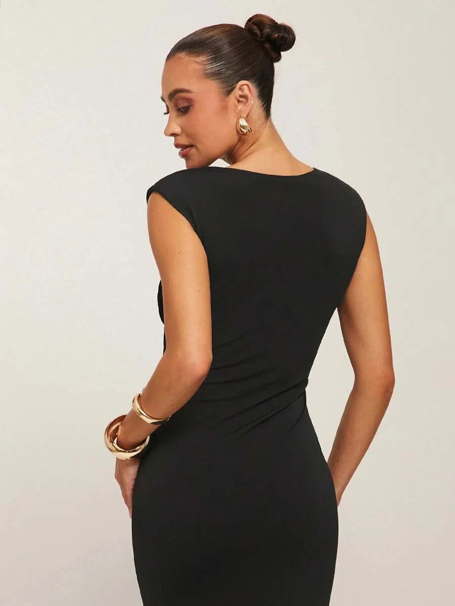 Womens Slim Elegant Dresses Womens Dresses Womens Dresses Black Knitted Dresses Wide Straps