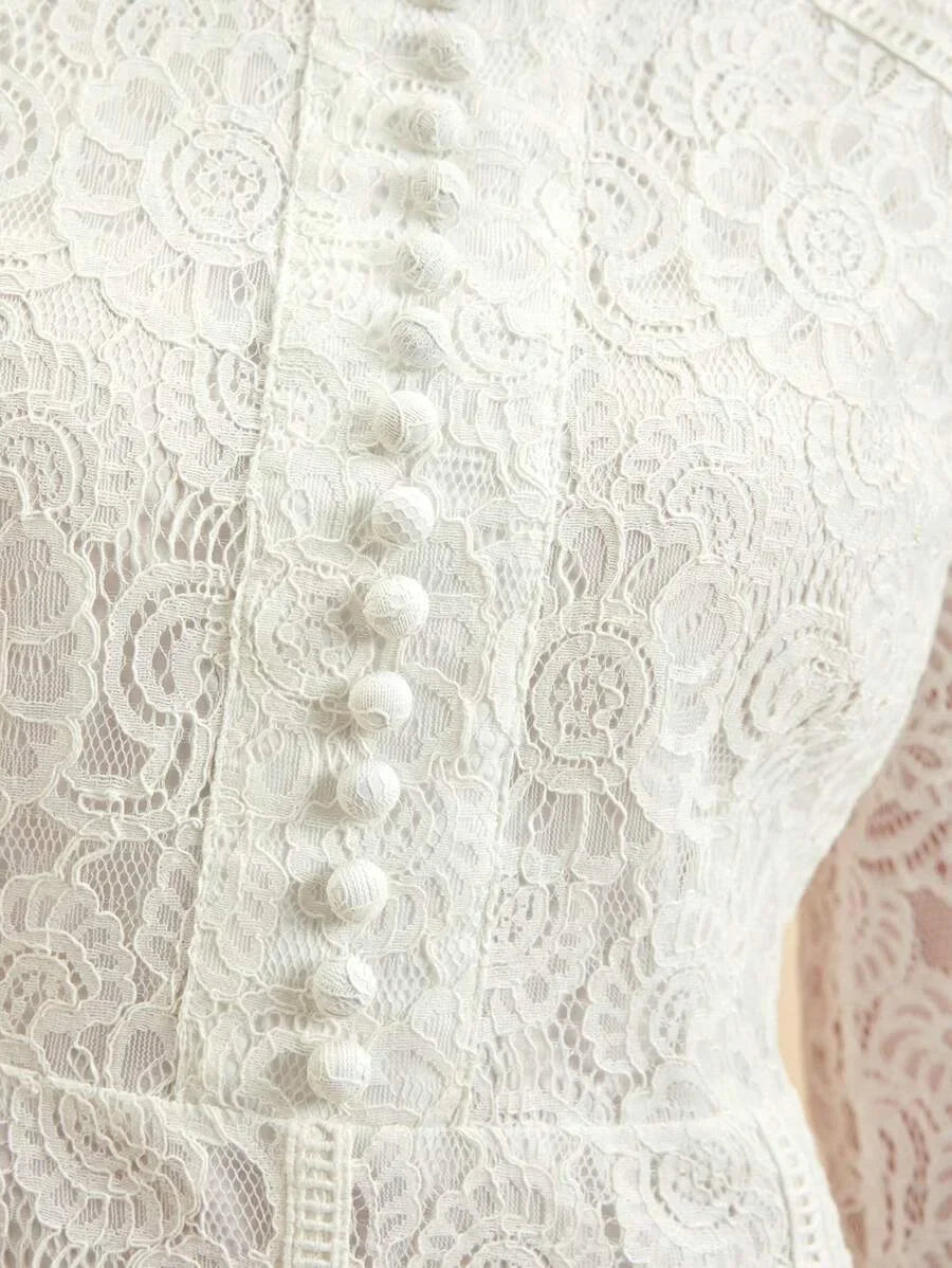 Womens Solid Color Lace Lantern Sleeve Elegant Dress For Holiday Party Clothes Maxi Women Outfit