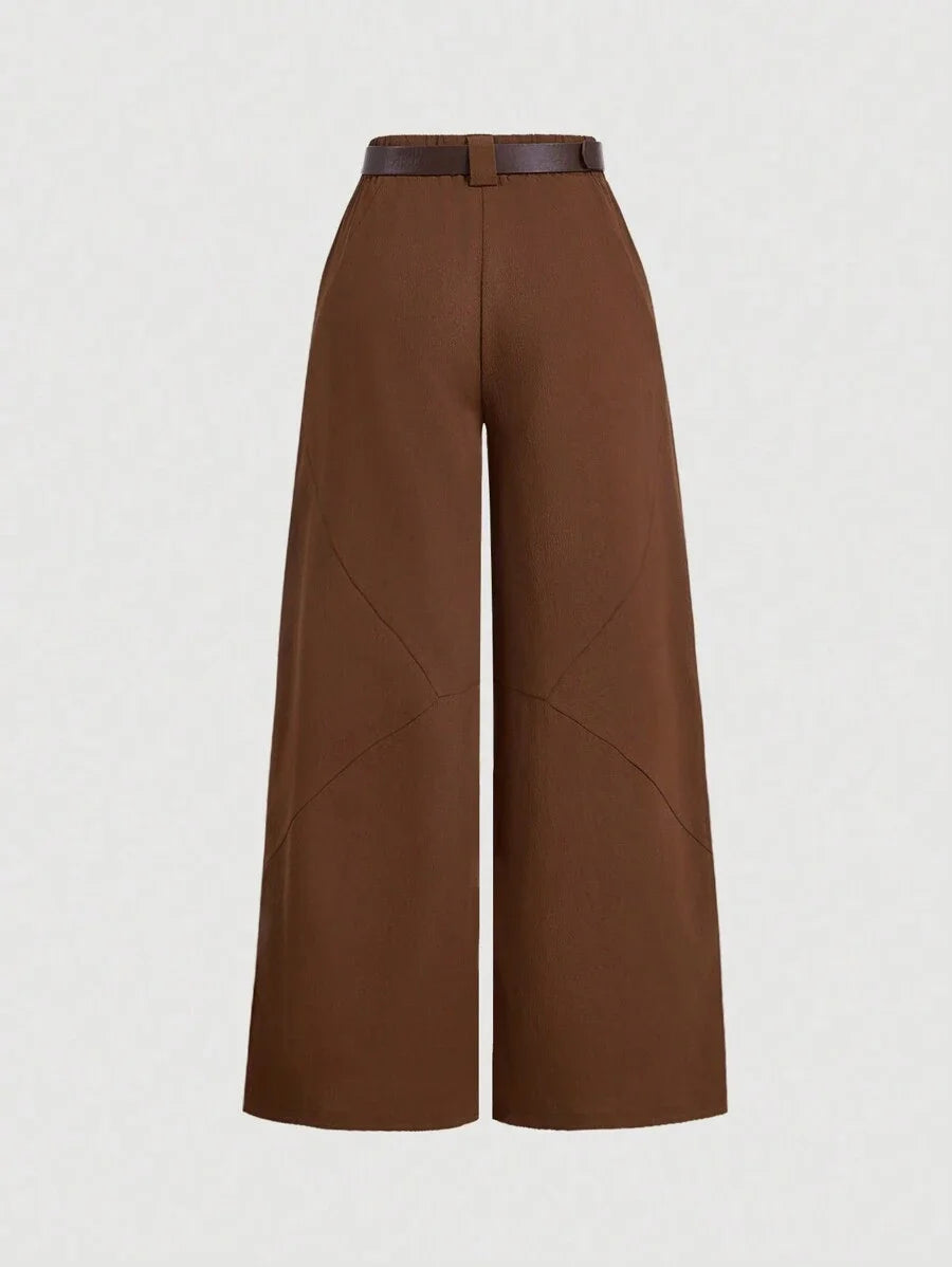 Womens Solid Color Pleated Wide Leg Autumn PantsKhaki Women Pants Women Dress Pants Womens Solid