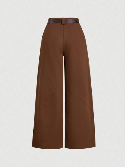 Womens Solid Color Pleated Wide Leg Autumn PantsKhaki Women Pants Women Dress Pants Womens Solid