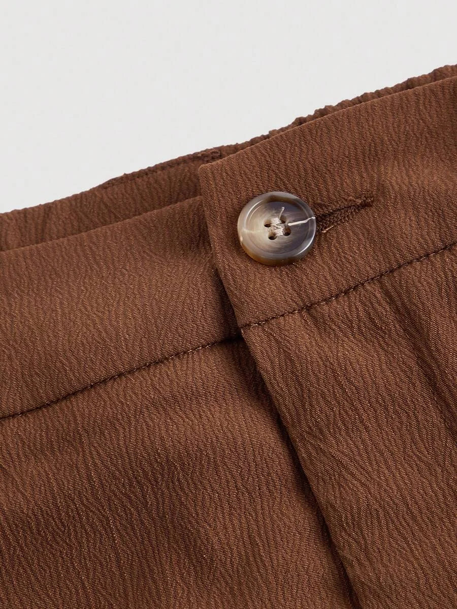 Womens Solid Color Pleated Wide Leg Autumn PantsKhaki Women Pants Women Dress Pants Womens Solid