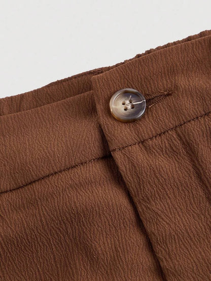 Womens Solid Color Pleated Wide Leg Autumn PantsKhaki Women Pants Women Dress Pants Womens Solid
